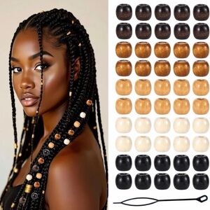 95~Wood Hair Beads for Braids & Dreadlocks, 12X11mm Natural Wooden Beads Hair